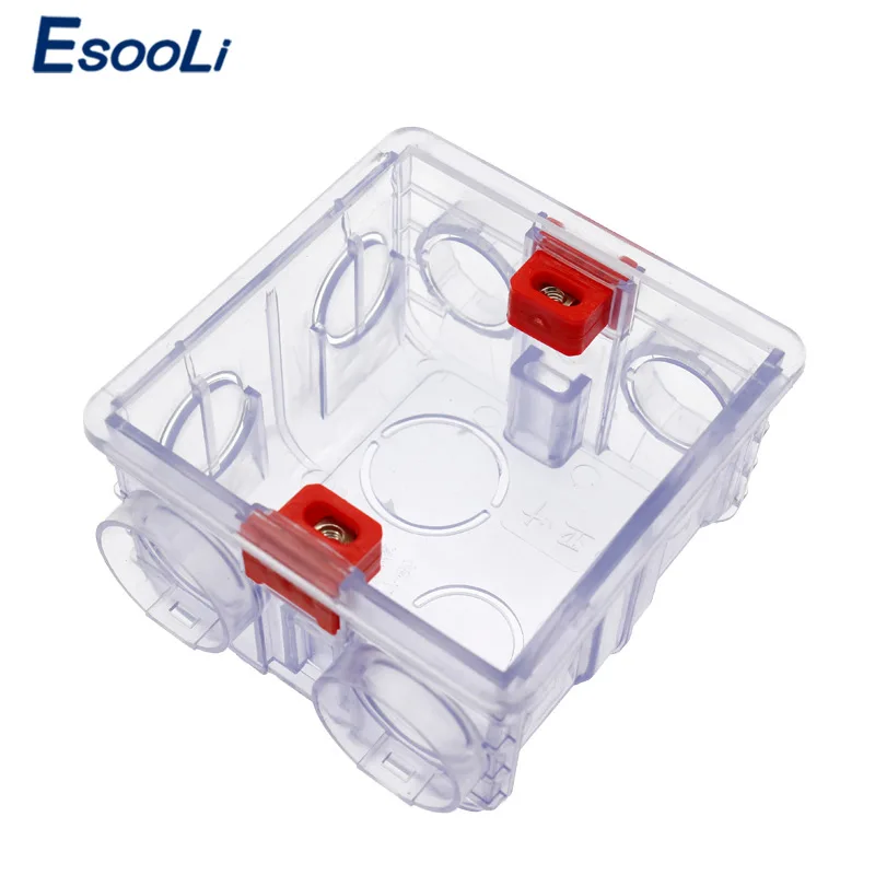 

Esooli Adjustable Transparent Mounting Box Internal Cassette 86mm*83mm*50mm For 86 Type WIFI Touch Switch and USB Socket