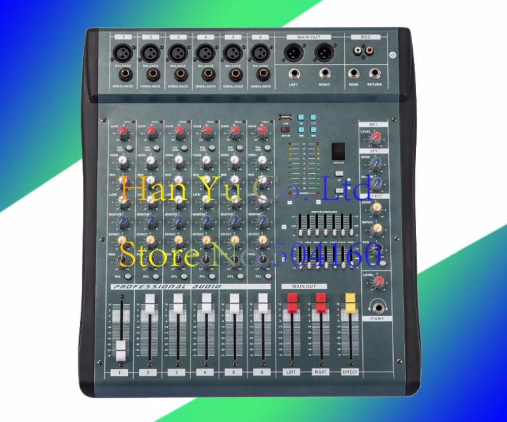 Миксер аудио 6 каналов питание микшерный пульт DJ миксер Mezcladora De Mischer MX606