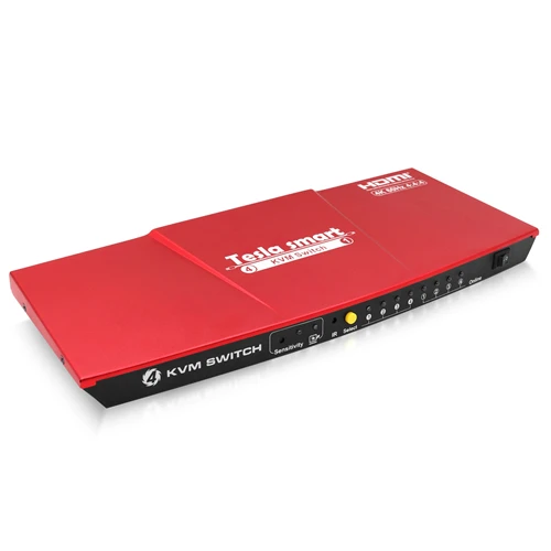 Tesla Smart HDMI 2,0 4K@60Гц 4 Порты и разъёмы USB KVM HDMI переключатель многих компьютер ПК PC Поддержка IR USB 2,0 Беспроводная клавиатура, мышь - Цвет: Red-HKS0401A1U