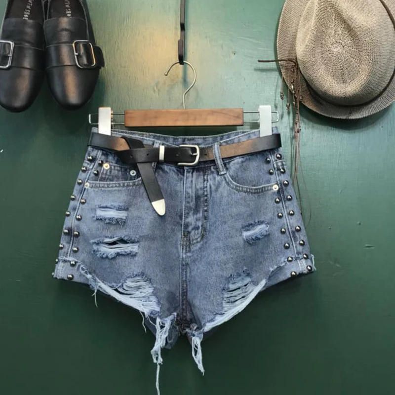 Оптовая продажа джинсовые шорты с бахромой шитыми заклепками бисером широкими