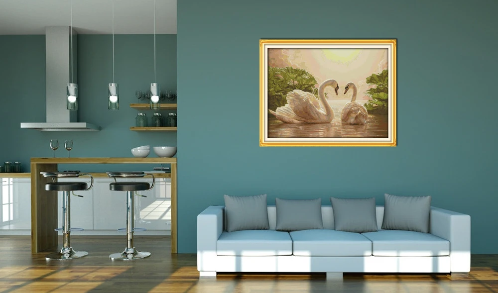 Набор для вышивки сделай сам Joy Sunday китайские наборы крестиком два лебедей | Дом и