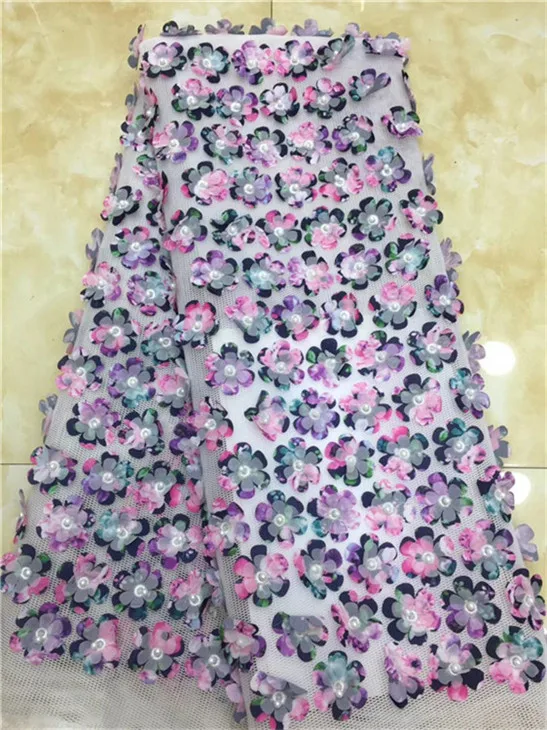 Белая кружевная ткань для свадебного украшения 2019 года высокого качества африканская французская с бисером 3D нигерийские ткани.