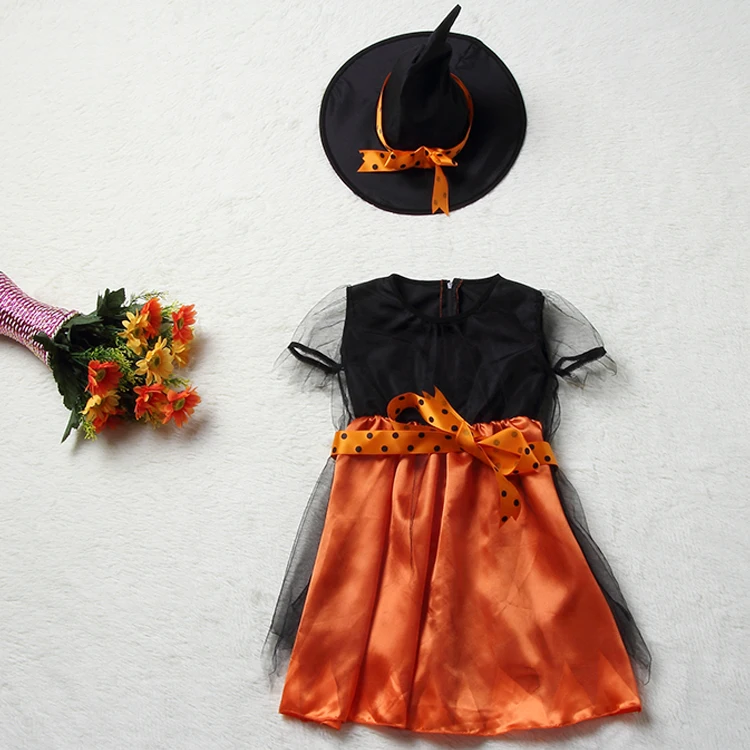 

Halloween Witch Costume Fancy Children 2017 Orange Witch Costume Girls Cosplay Christmas Fancy Dresses
