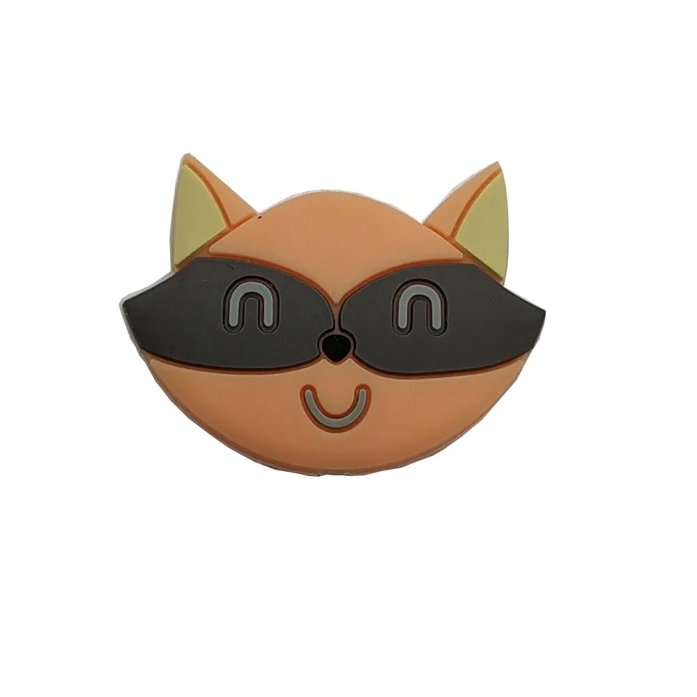 Orange Glass Fox 3 шт силиконовые бусины в виде панды и лисы, силиконовые бусины для прорезывания зубов, 3 см, силиконовые шарики в виде животных, пчелы, оленя, перлы, Товары для малышей - Цвет: Orange Glass Fox