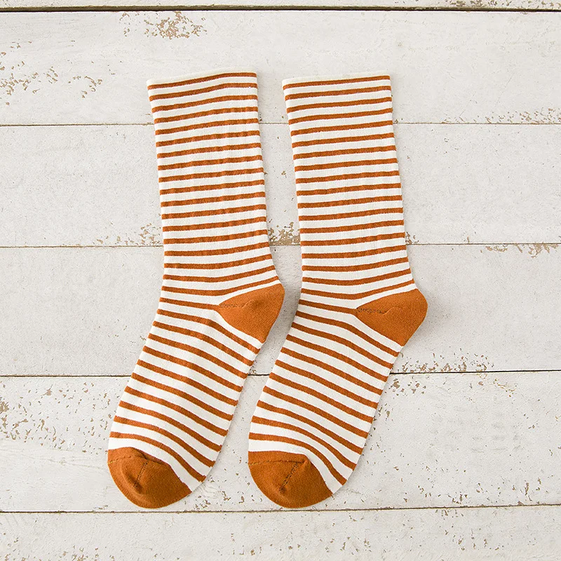 Модные дизайнерские цветные полосатые женские хлопковые носки классические