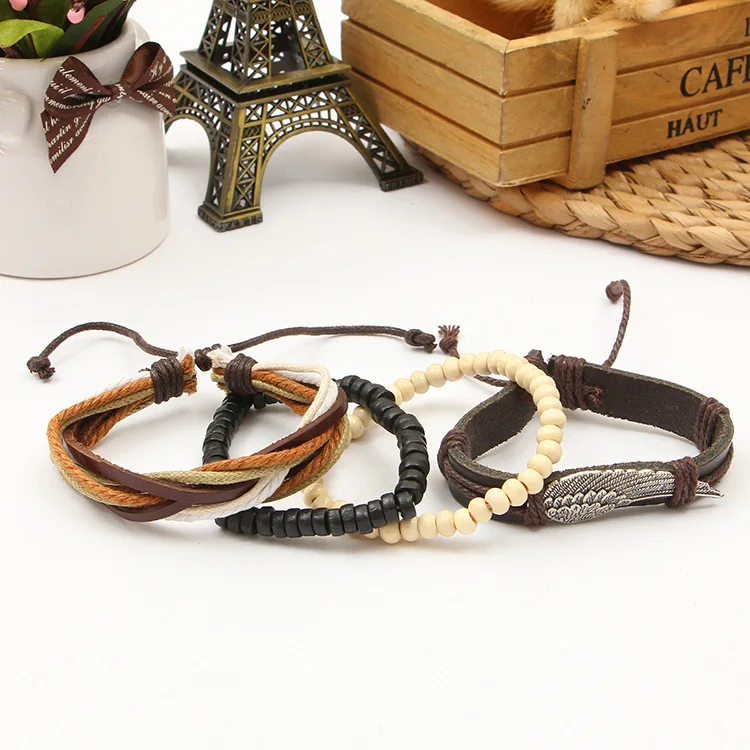 JBRL Ретро Винтаж ручной работы панк-рок браслет и браслеты Мода 4 шт. набор для