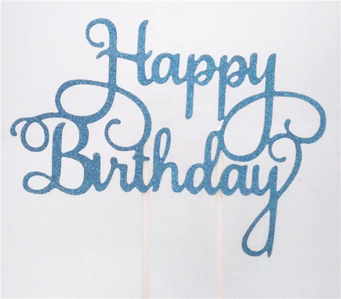 Blue A004 Cake Flag 1-й Топпер для торта «С Днем Рождения» Свадебный золотой блеск кекс топперы первый день рождения Торты флаг вечерние украшения дети ребенок душ - Цвет: Blue A004 Cake Flag
