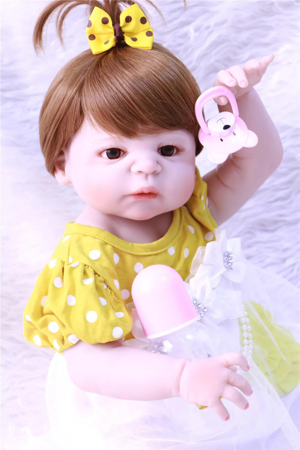 DollMai полностью силиконовые куклы Новорожденные 22 дюйма тело девочки новый цвет