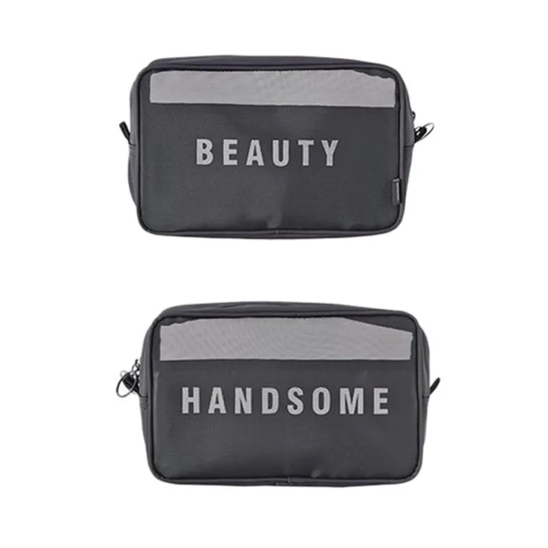 Новая дышащая сетчатая сумка для макияжа несессер моющаяся косметичка трех