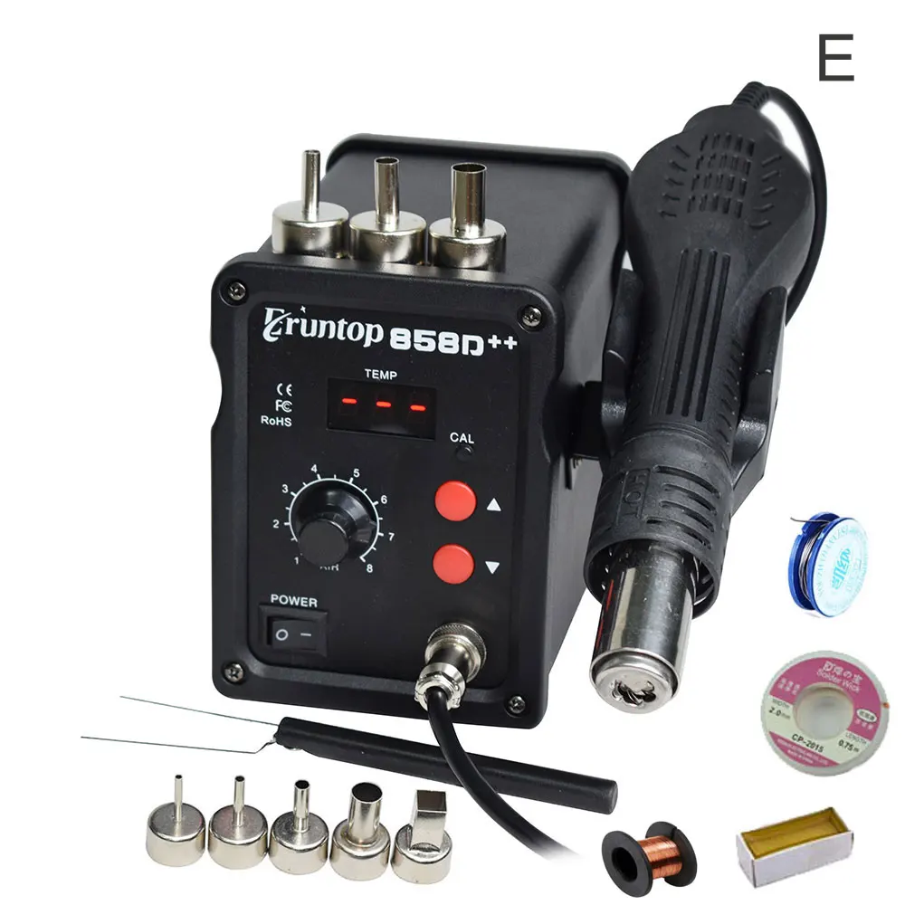 Черный 700 Вт 858D++ ESD паяльная станция светодиодный цифровой SMD паяльник горячий воздушный пистолет обновлен от 858D 858D