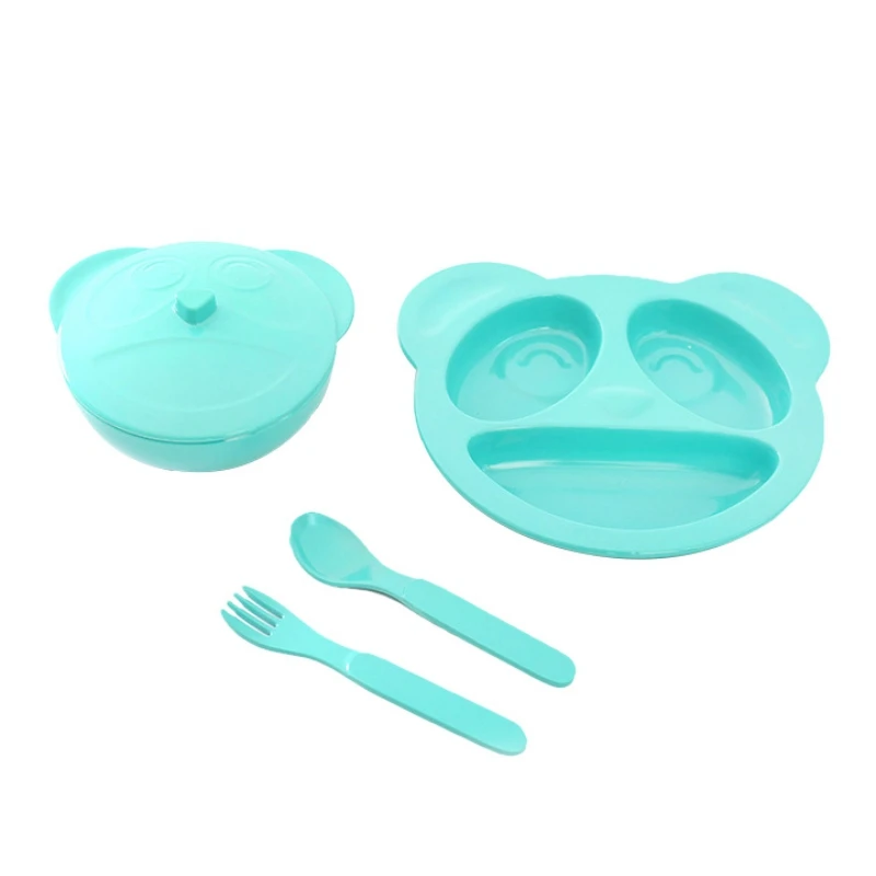 Baby Bowl Food Container Eating Learning Dishes Spoon Fork with Lids Set Organizer Cute Children Tableware | Мать и ребенок