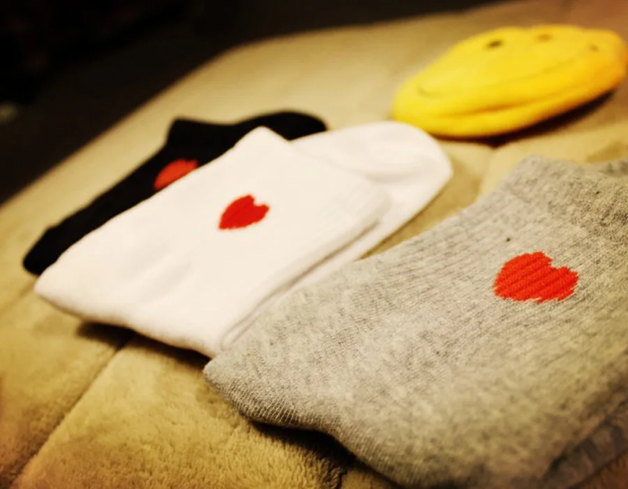 [Cospacool] вышитый конверт в форме сердца Однотонные Женские Носки с рисунком Милые