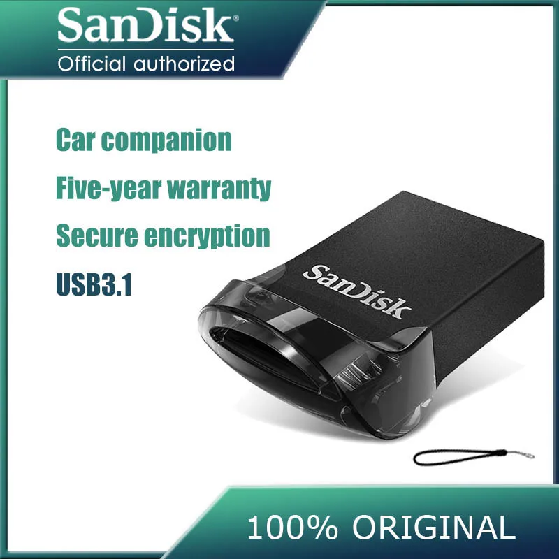 100% SanDisk ULTRA FIT CZ430 USB флеш накопитель 64 ГБ Флешка 32 16 оригинальный usb 3.0 флешка|USB
