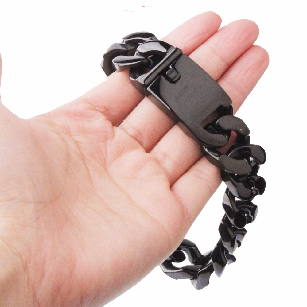 Широкий заброс 20 мм прочная Мужская цепь из нержавеющей стали тяжелая кубинская