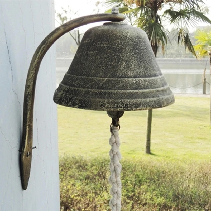 12 см винтажный литой железный дверной звонок колокольчик французский кованого железа украшение стены подвесной кронштейн садовое крыльцо подвесной Декор дверной Звонок