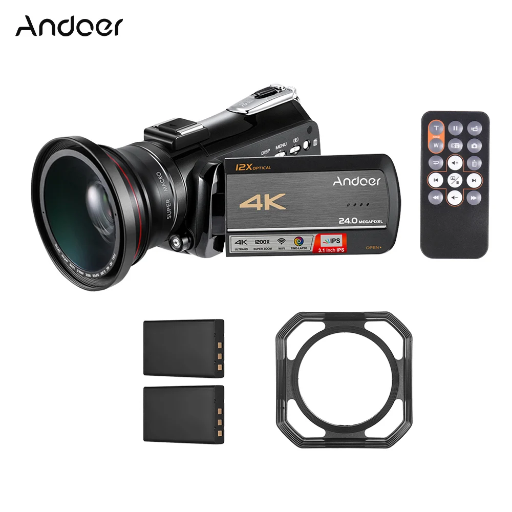 Andoer AC5 3 1 &quotIPS сенсорный экран 4K UHD 24MP Цифровая видеокамера регистратор DV + 0.39X