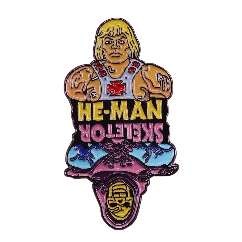 Он Ман скелетор флип pin Ретро 80s брошка мультфильм мастера Вселенной ОН человек