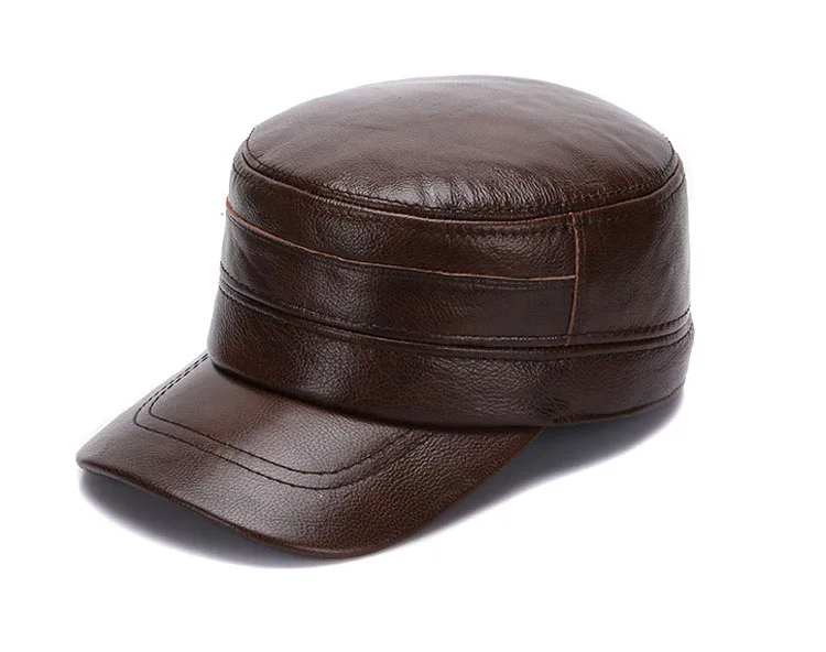 [AETRENDS] Зимние мужские шапки в стиле милитари из кожи, моряк, капитан, шапки в стиле милитари из натуральной кожи, Z-5490