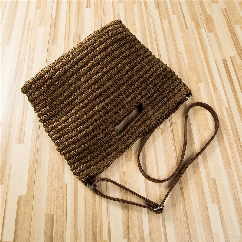 Женская пляжная соломенная плетеная сумка через плечо сумка-тоут кошелек