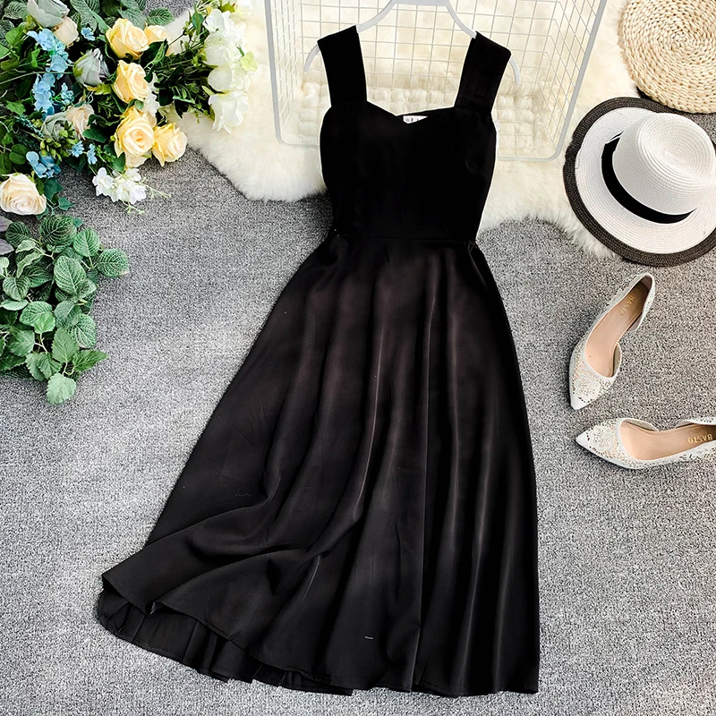 Ретро чистый цвет новый v образный вырез без рукавов Высокая талия приталенные