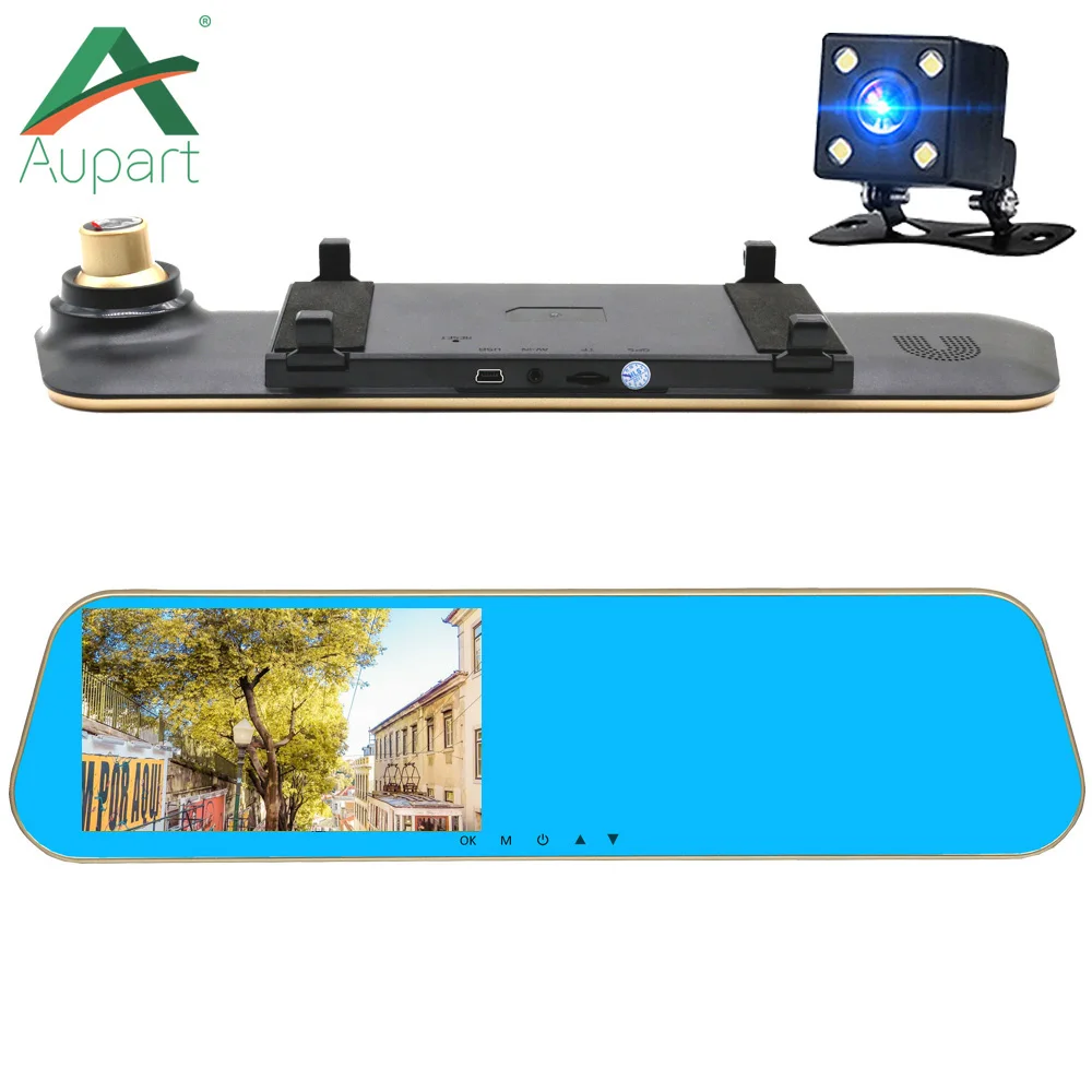 Автомобили dvr двойной объектив автомобиля камера зеркало заднего вида