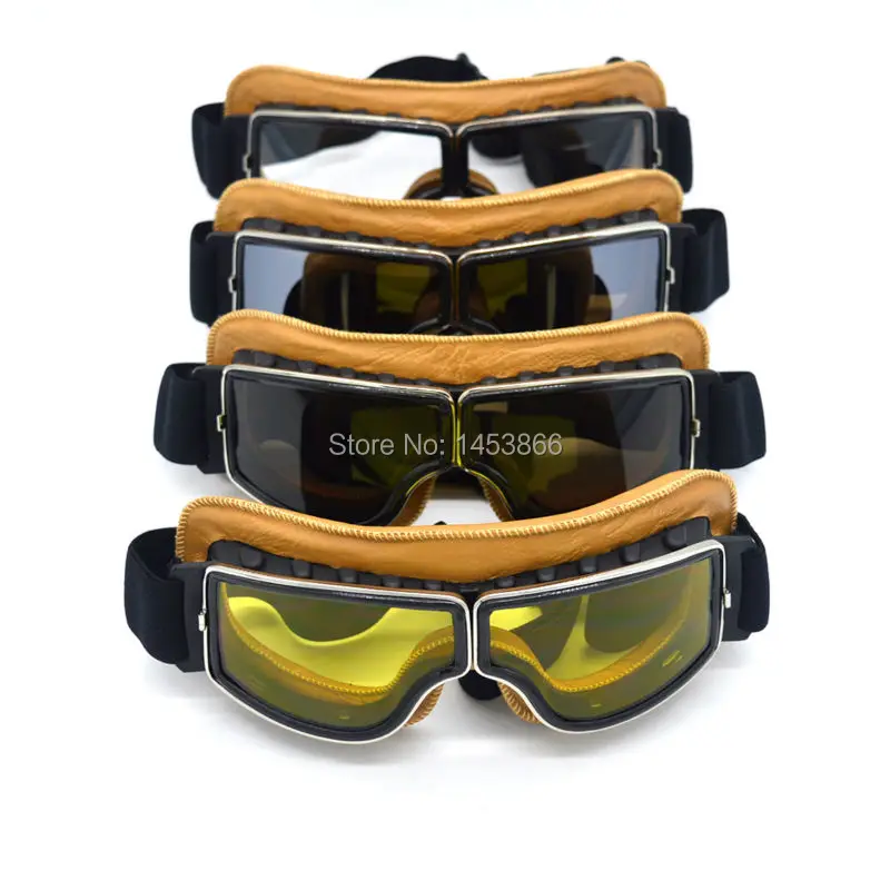 Винтажные мотоциклетные очки авиаторы из натуральной кожи шлем в ретро стиле для