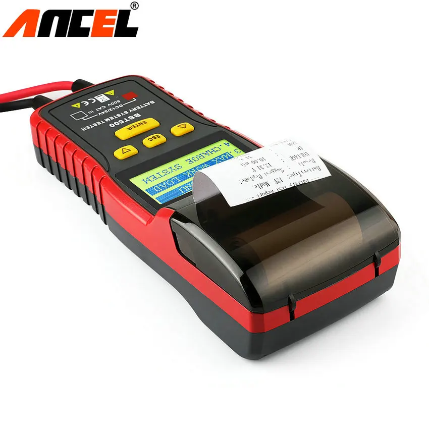Ancel BST500 12 В и 24 автомобильный тестер аккумуляторной системы с принтером