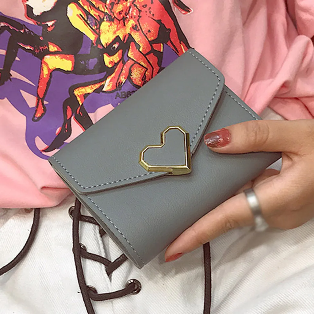 Женский кошелек на молнии для карт модная посылка с узором в виде сердечек