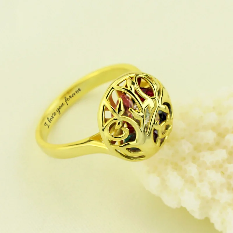 AILIN классическое кольцо в виде клетки семейного дерева золотого цвета для мамы -