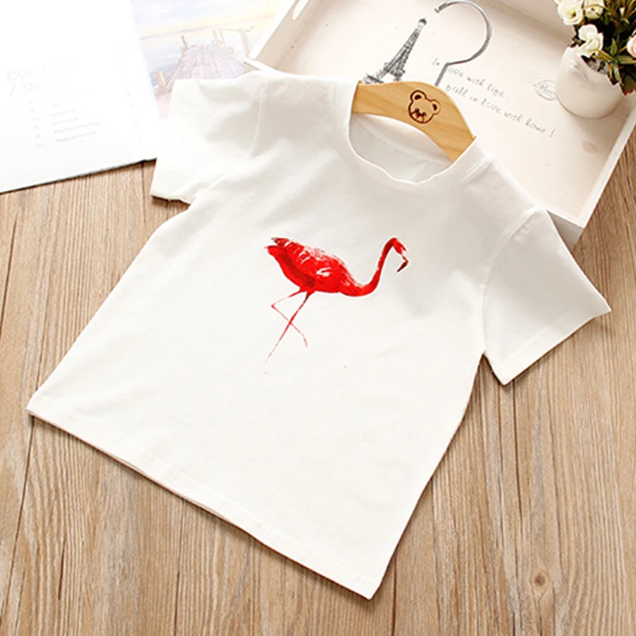 Футболка и шорты для девочек с коротким рукавом фламинго|Комплекты одежды