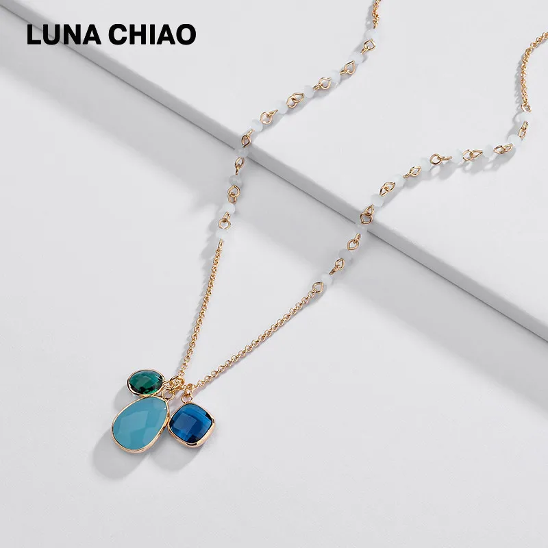 LUNA Чао Модные украшения кластера камень кулон Цепочки и ожерелья Для женщин