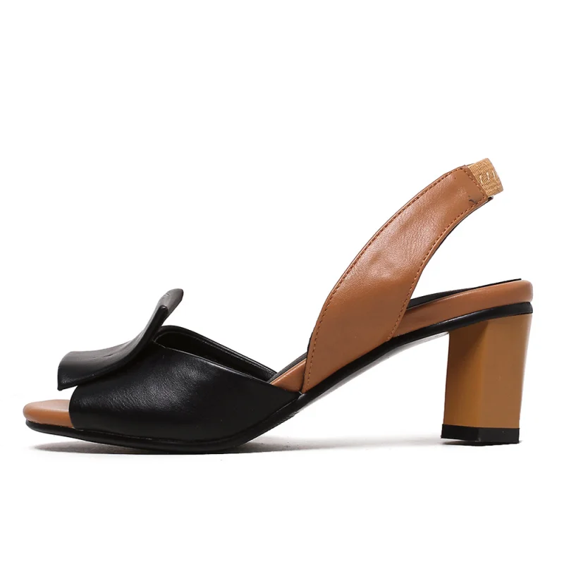 Женские сандалии-гладиаторы на толстом высоком каблуке с открытым носком в стиле