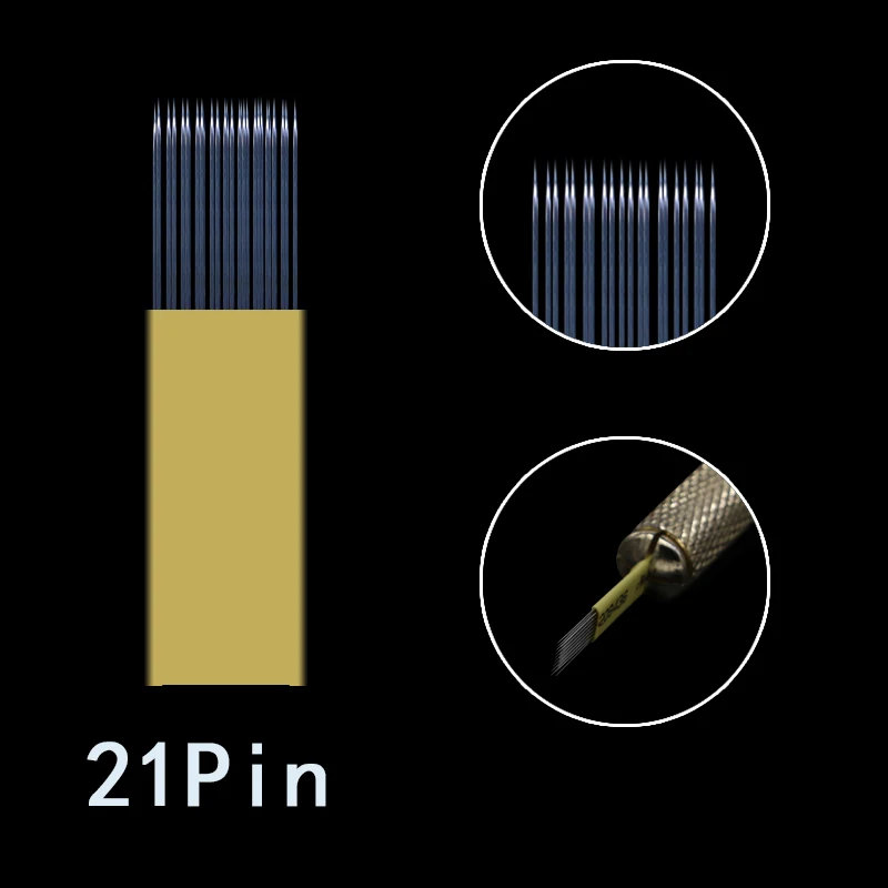 500 шт смешивания 21Pin микроблейдинг Наложение теней лезвия иглы для татуажа