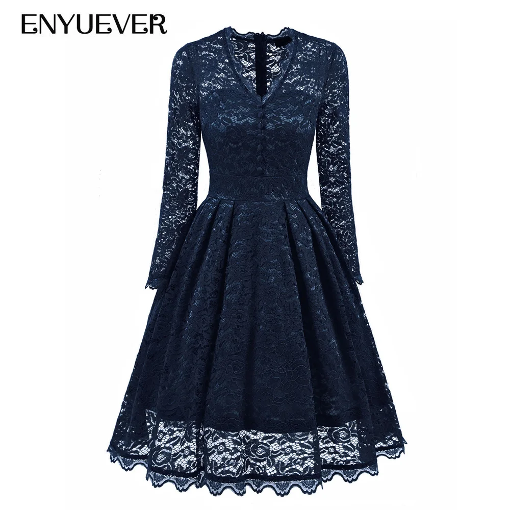 Enyuever женское кружевное платье 2019 Весна Vestidos рокабилли Винтаж 50 s Ретро