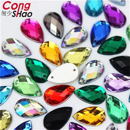 Mix color 8*13 мм каплевидной формы пришитые AB Стразы с двумя отверстиями с плоской задней стороной акриловые кристаллы Камни DIY Drop 13 цветов смешанные цвета WC52 - Цвет: Mix color