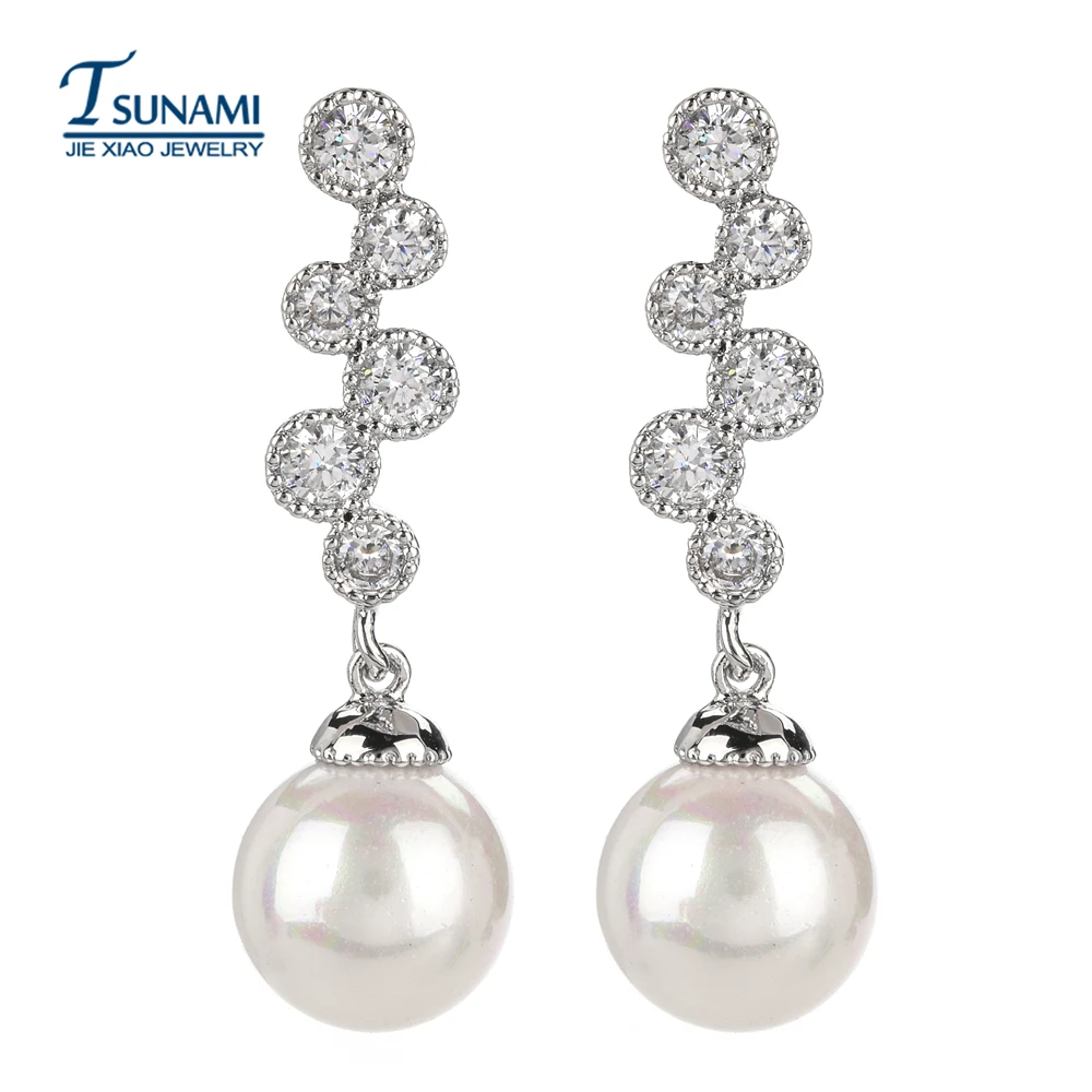 Простой и изнаночная сторона жемчужные серьги из циркона сладкий/романтичный