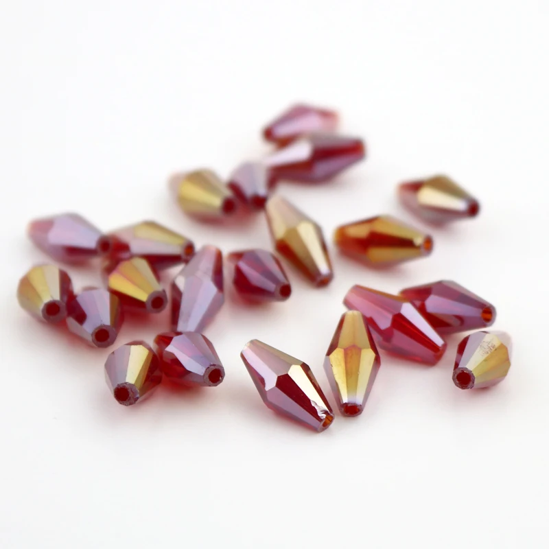 

495Pcs/lot red ab Color Faceted Crystal Glass Beads 6x11mm Double Cones Bicone Beads free shipping