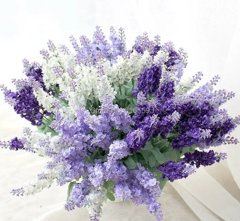 10 шт./лот искусственные Лавандовые шелковые цветы букет декоративные для свадьбы