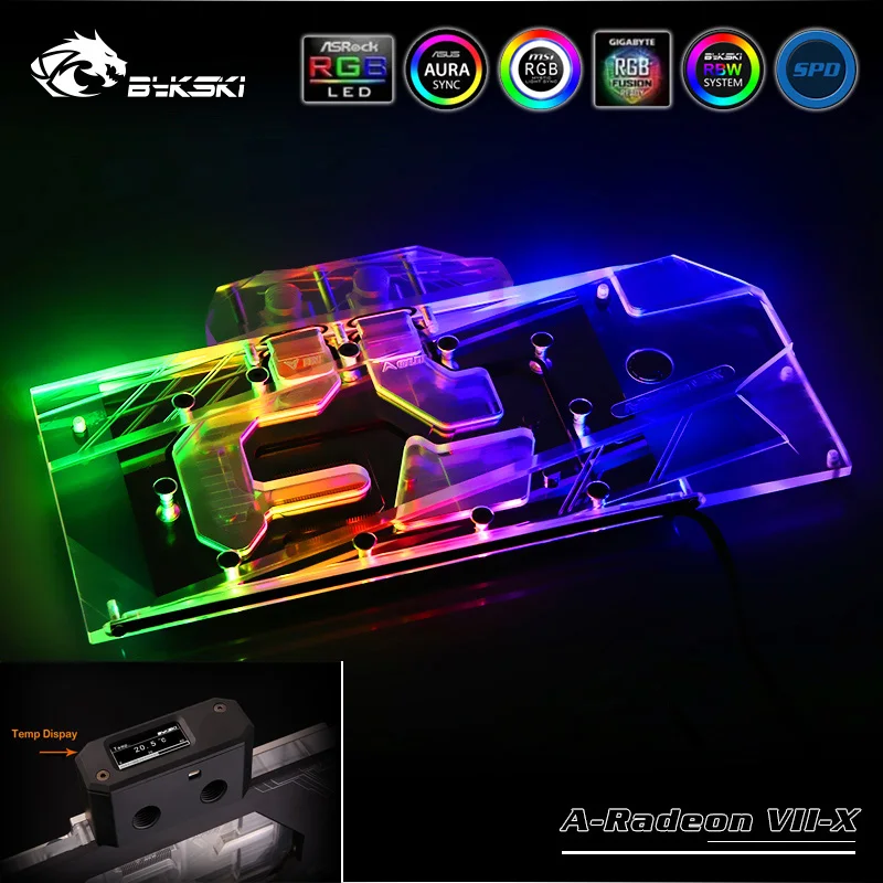 Bykski A-Radeon VII-X VGA полное покрытие водяного охлаждения блок с RGB/RBW светодиодные