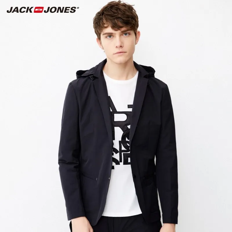 JackJones Для мужчин прямой крой с капюшоном блейзер британский стиль случайный