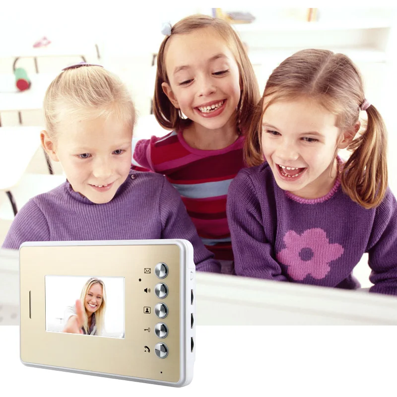 4.3 Inch Video Door Phone Doorbell Intercom Kit 1-camera 2-monitor Night Vision | Безопасность и защита