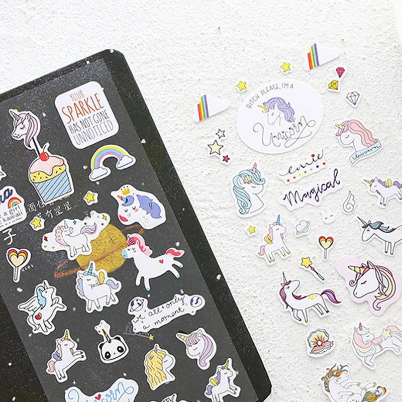 3 шт./лот Kawaii Единорог Стикер Украшение планировщик DIY стикер паста блокнот