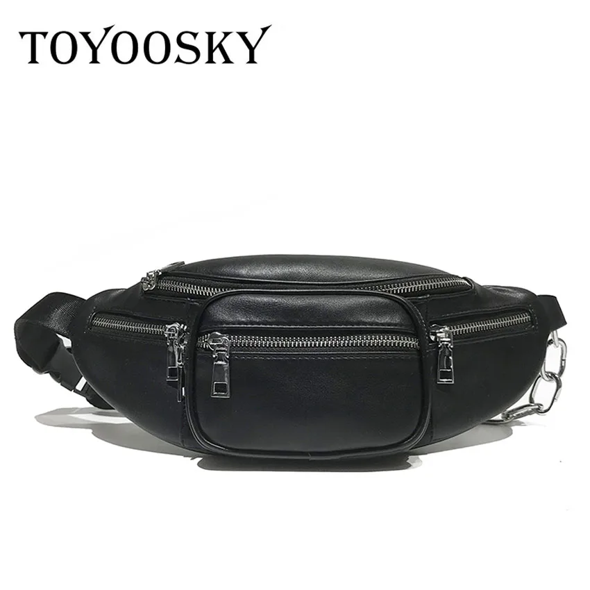 

Модная женская поясная сумка TOYOOSKY, повседневная сумочка на ремне из искусственной кожи с цепочкой, забавная дорожная нагрудная сумка на мол...