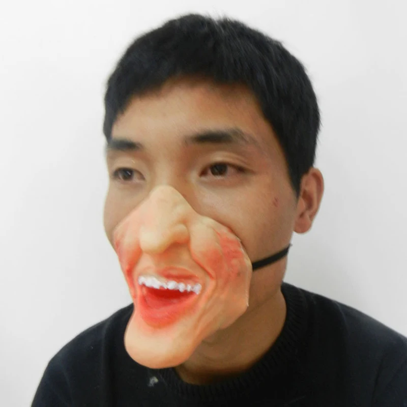 Страшный костюм на Хэллоуин реквизит искусственная кожа нижняя половина лица