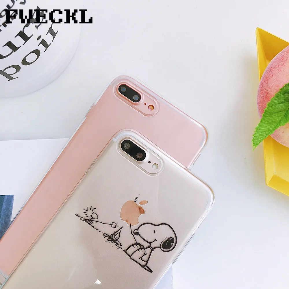 Милые Мультяшные прозрачные чехлы для телефона с собакой 6 S 7 8 Plus X силикон iPhone XR XS