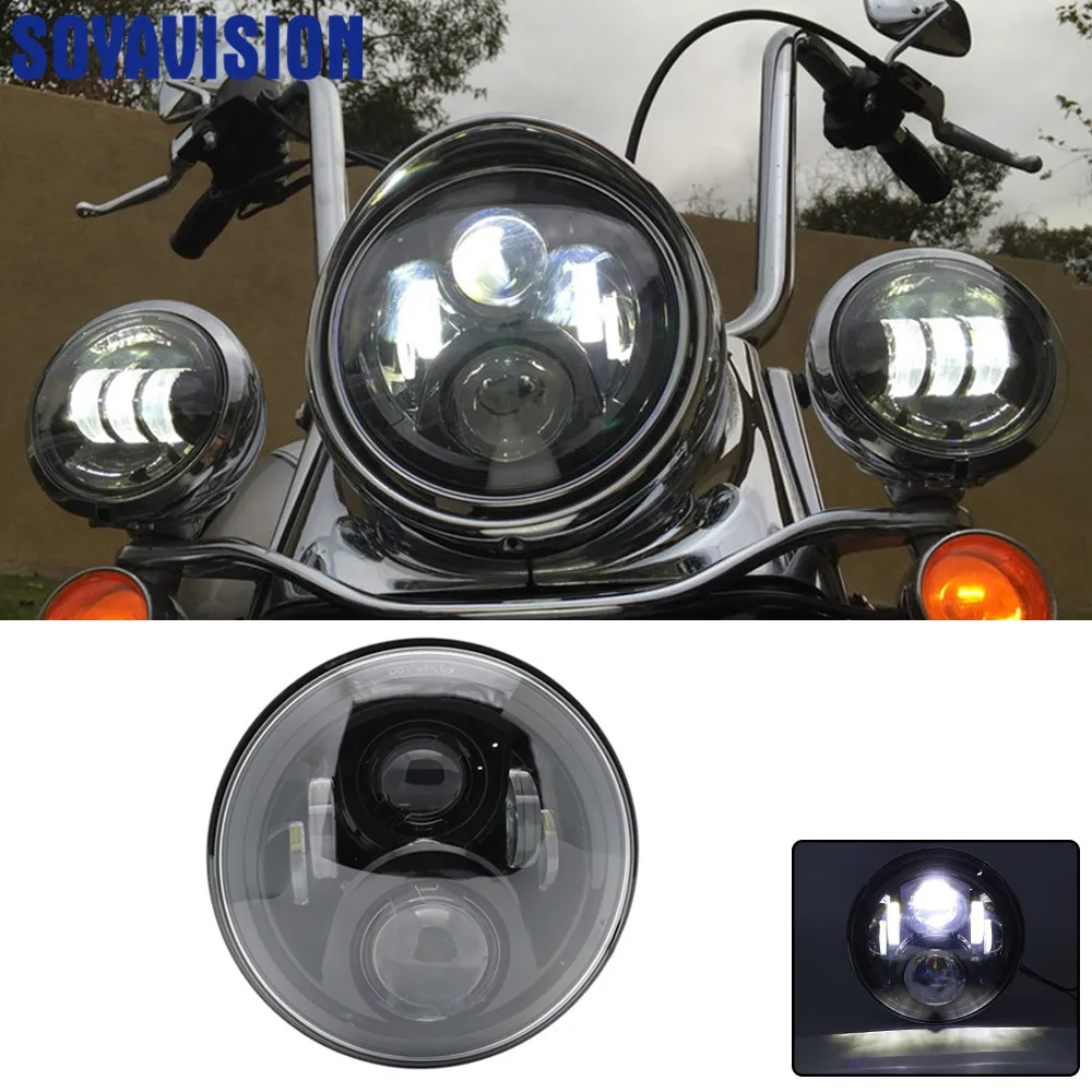 Для Harley Аксессуары для мотоциклов " 7 Inch Мотоцикл черный проектор мотор фар H4 Hi/Lo луч светодиодные лампочки для Harley
