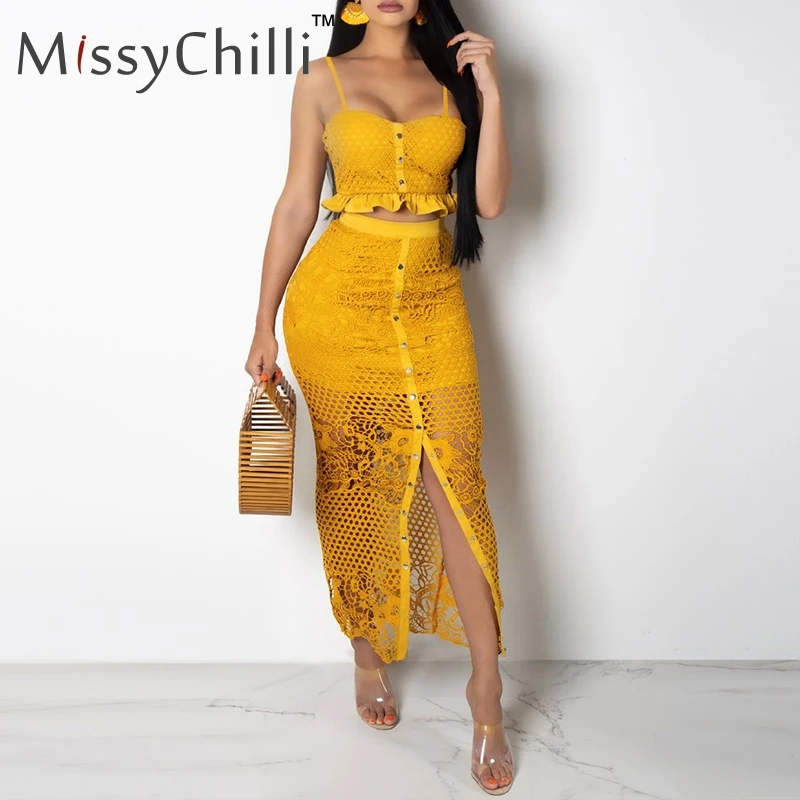 Женское длинное платье MissyChilli белое кружевное платье-двойка с оборками для пляжа