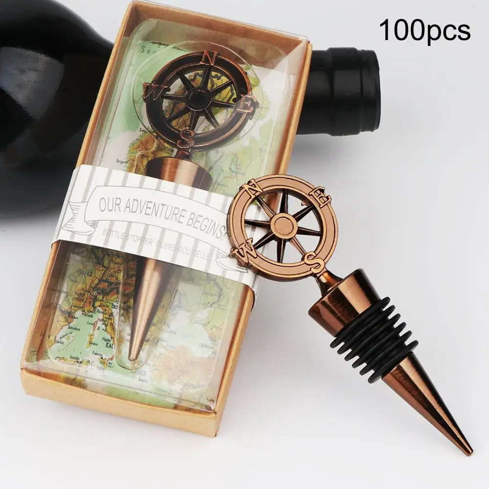 Gifts For Guests OurWarm 20/50/100 шт свадебный сувенир подарки для гостей пробка для бутылки вина металла уплотнительная пробка путешествия тема свадебной Декор - Цвет: Gifts For Guests
