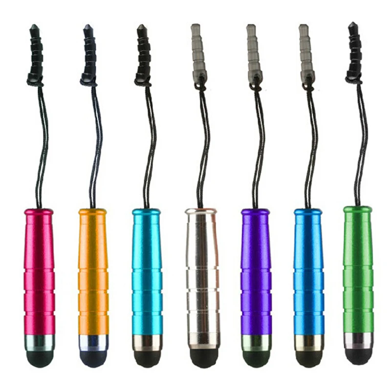 100 шт./лот стилус с ремешком для емкостного сенсорного экрана ручка мобильных