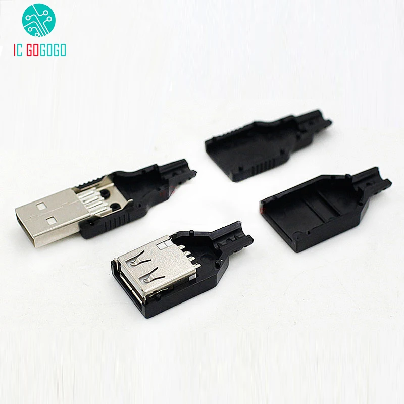 10 шт. USB тип сварки 4P Мужской Женский соединительные головки зарядное устройство